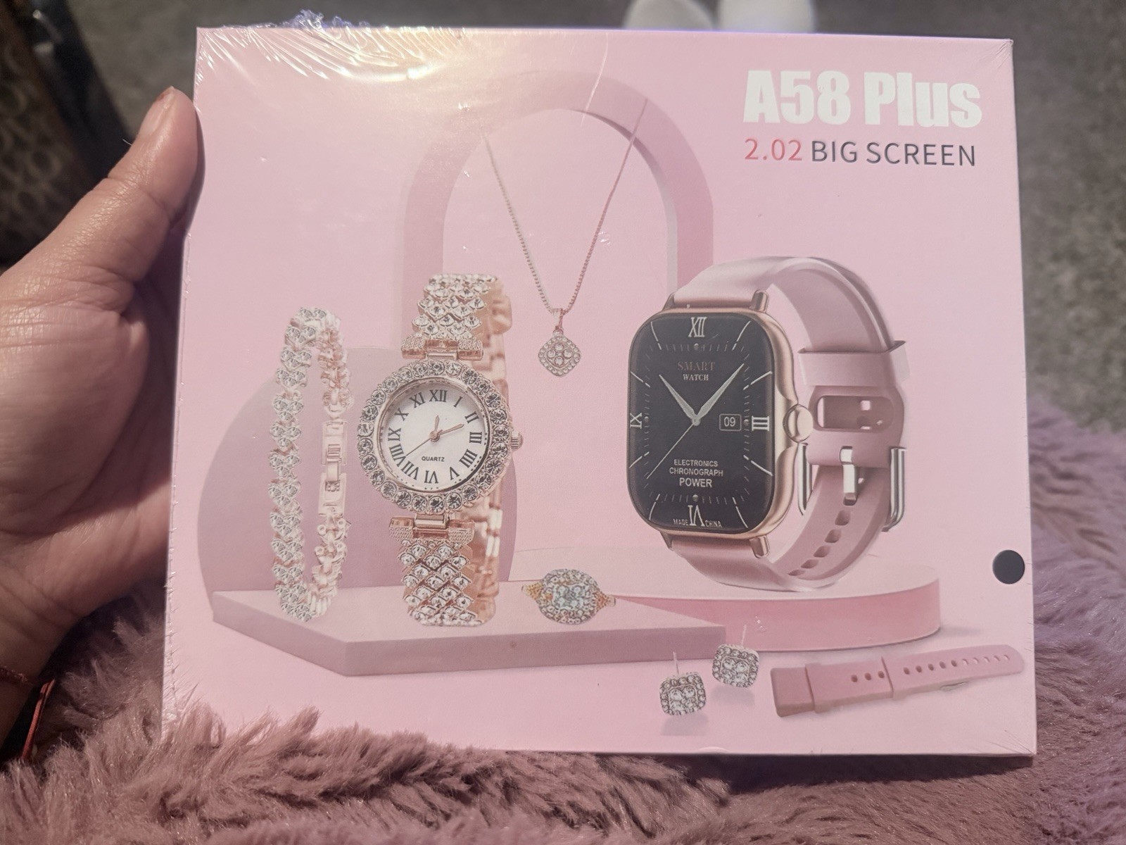 A58 Plus Smart Watch Combo Gift Set Women Fitness Tracker Quartz Health