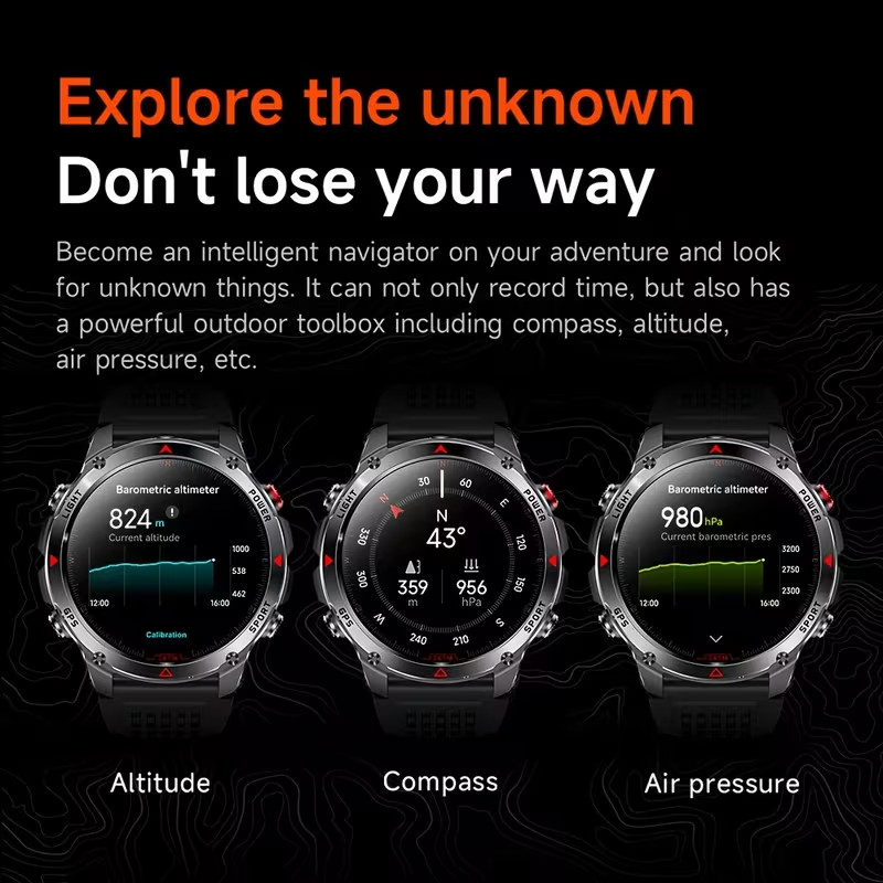 Men’s GPS Smartwatch Outdoor IPX8 3ATM Waterproof Bluetooth Call 1.46″ IPS