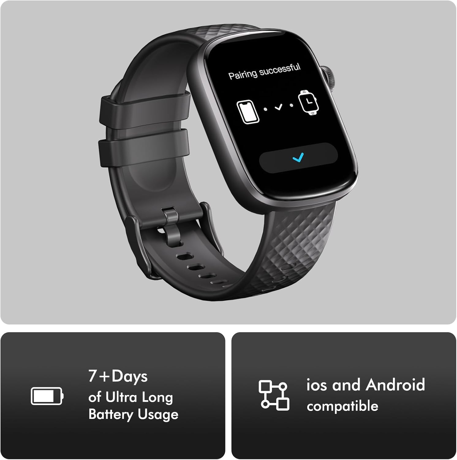 Smart Watch with Bluetooth Call, Heart Rate Monitor, 100 Sports Modes & 3ATM