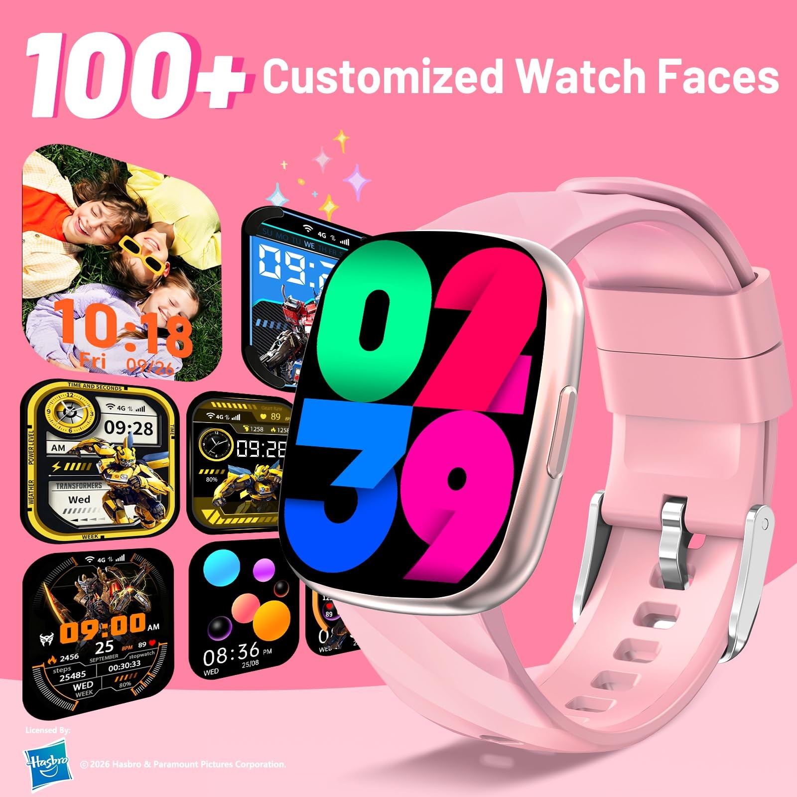 Transformers Kids Smart Watch For 1.78 Hd Touchscreen Fitness Tracker Heart