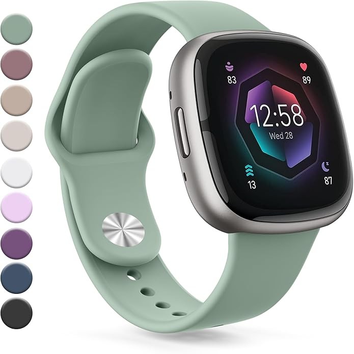 2 Pack Soft Silicone Strap Compatible with Fitbit Sense 2 and Versa 4 Smart Watc