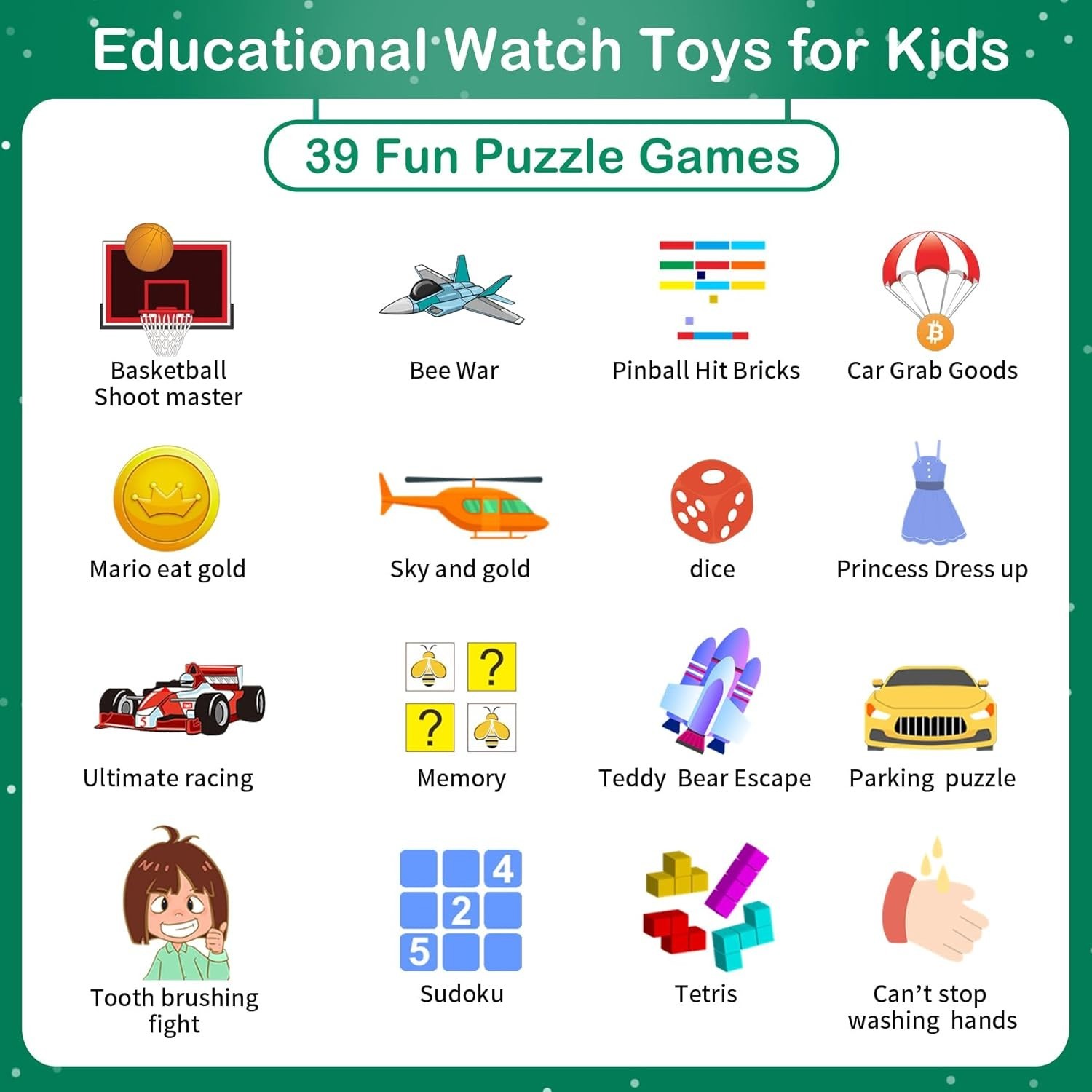 Educational Kids Watch with Games & Pedometer