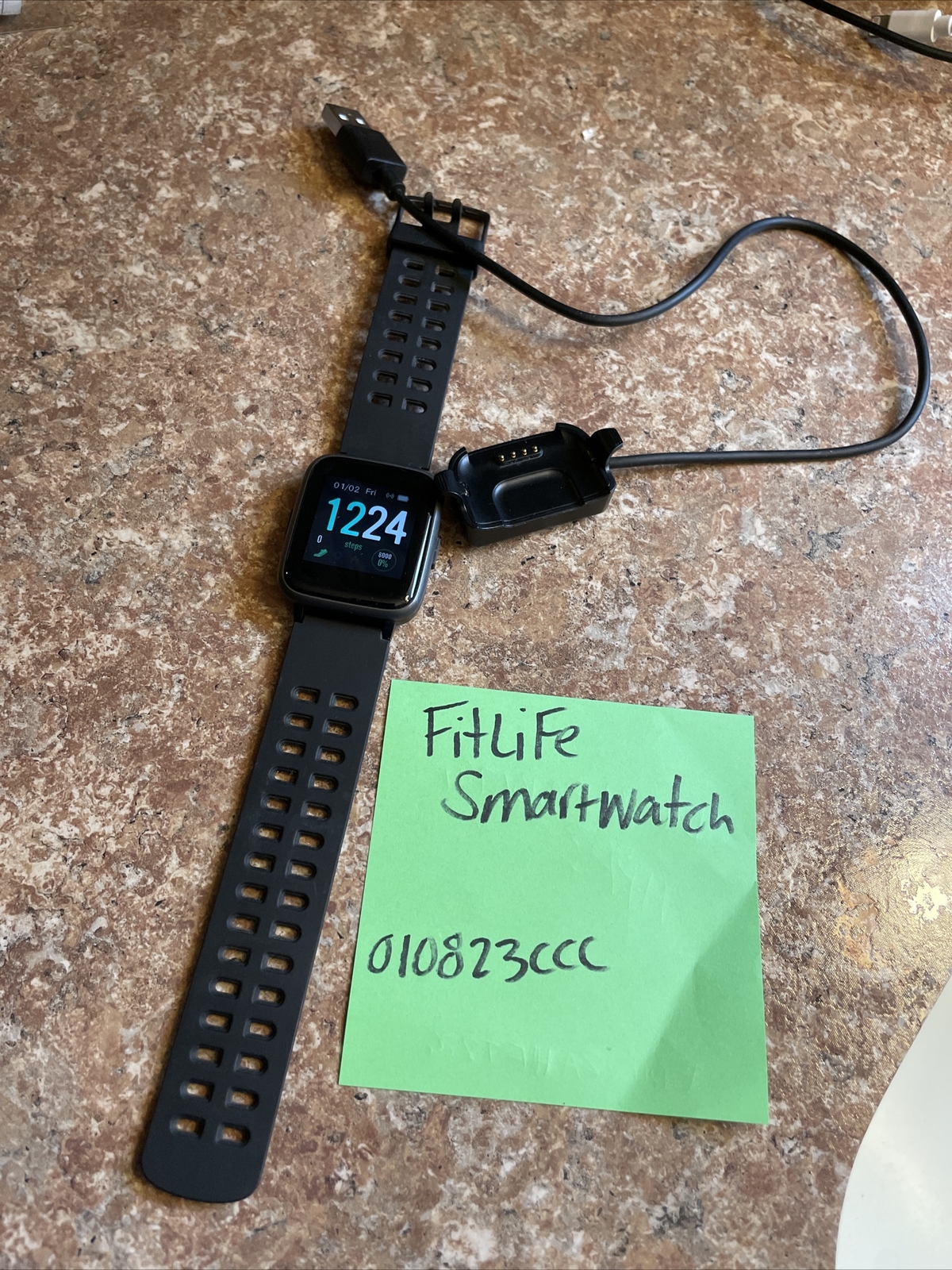 FitLife Smartwatch Black band, heart rate, calories, sports, notifications etc!!
