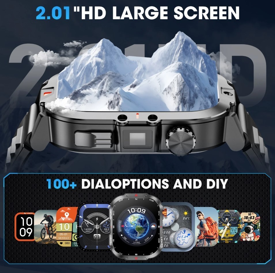 Mingwear L31 Military Smartwatch, 2.01″ High-Resolution Display, IP68