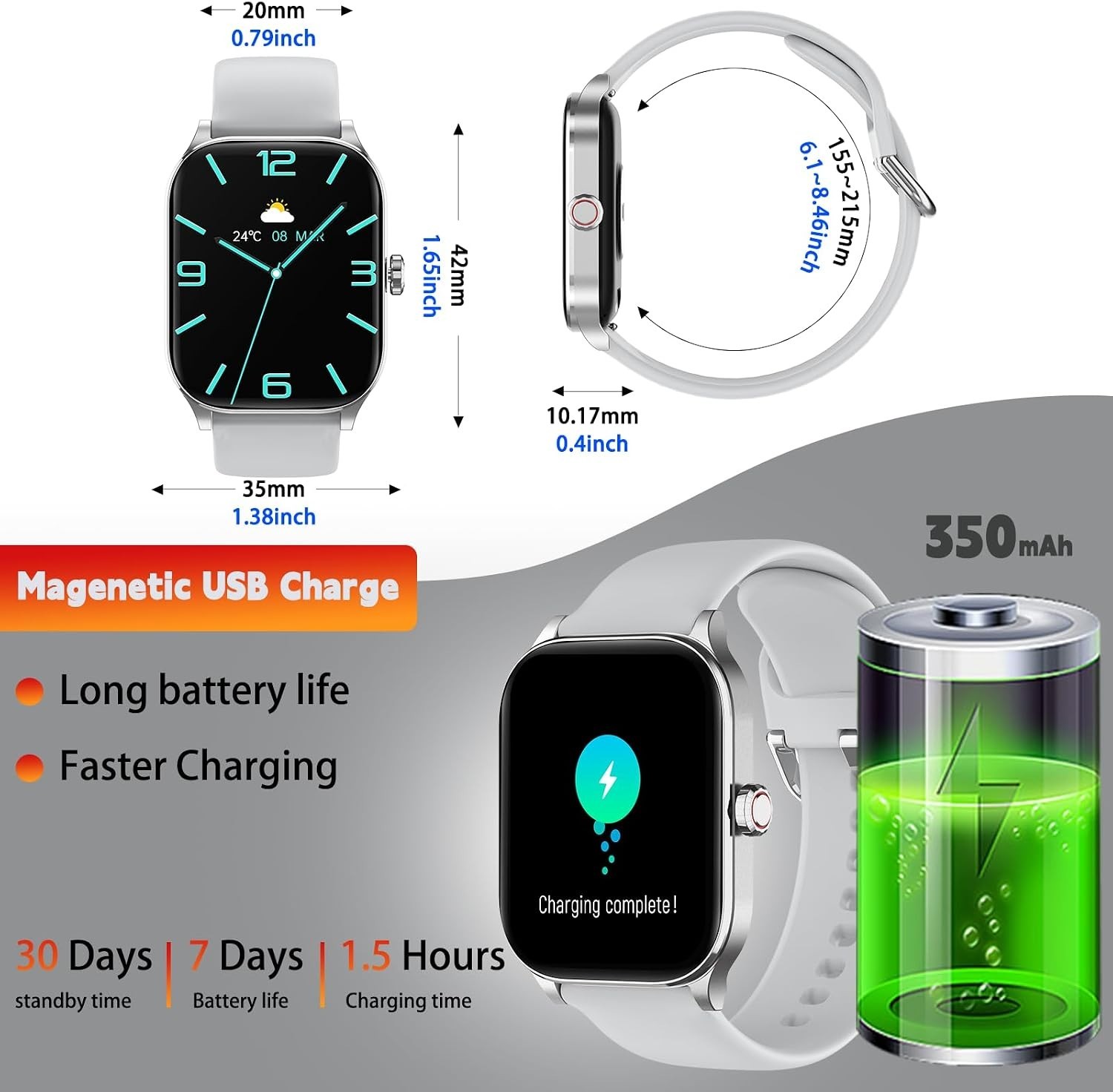 Health Monitoring Smart Watch – Heart Rate, Sleep, Stress, Dual Size 1.85″/2.01″