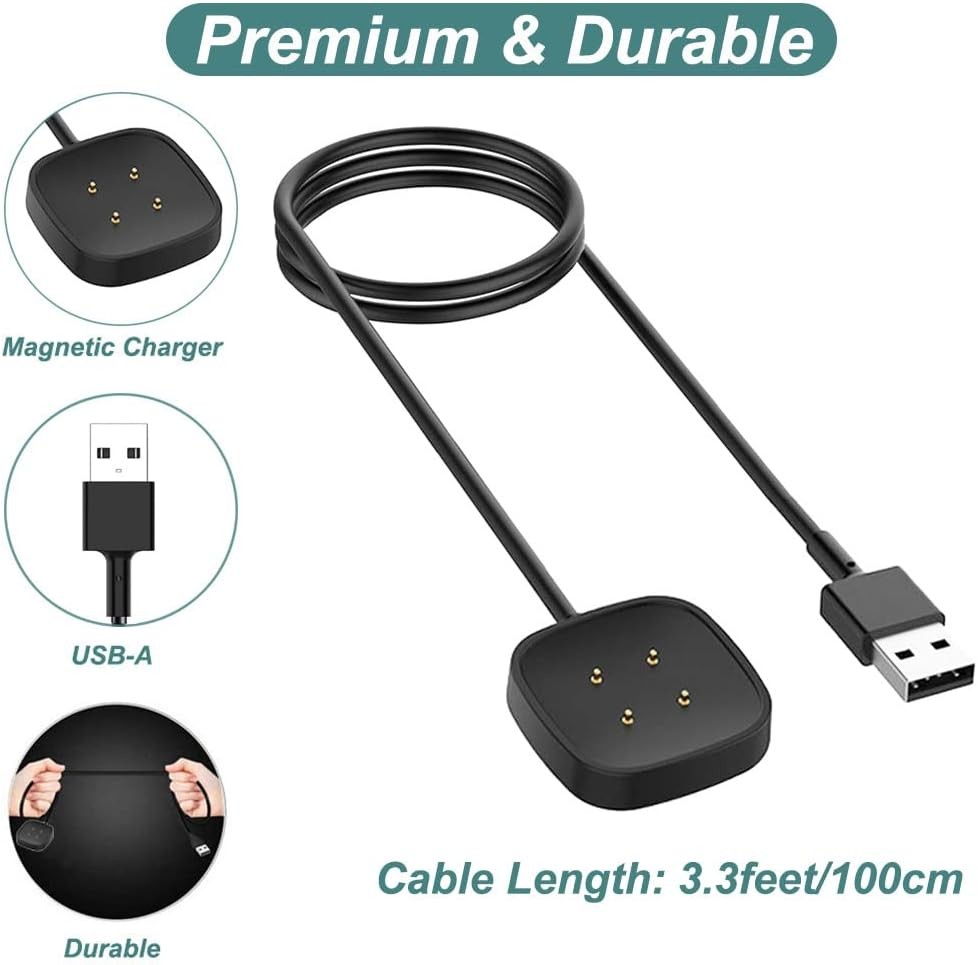 Charger for Fitbit Sense/Sense 2/Versa 3/Versa 4, Replacement Charging Cable Cor