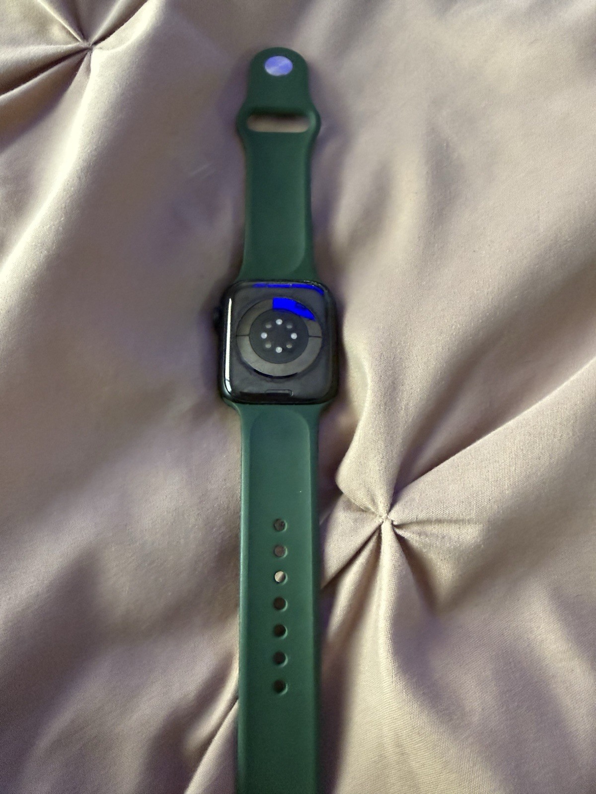 Apple Watch Series 7 45mm Aluminum Black Case Green Silicone Band Touch iOS