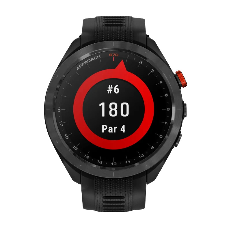 Garmin Approach S70, 47 mm Black/Red with Black Silicone Band (010-02746-02)