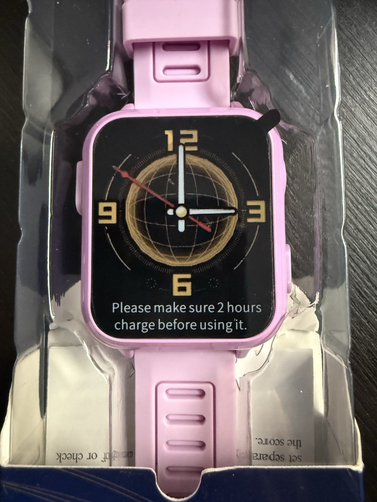 Kids Smart Watch 44mm Pink Plastic Case Touch Screen Android iOS Silicone Band