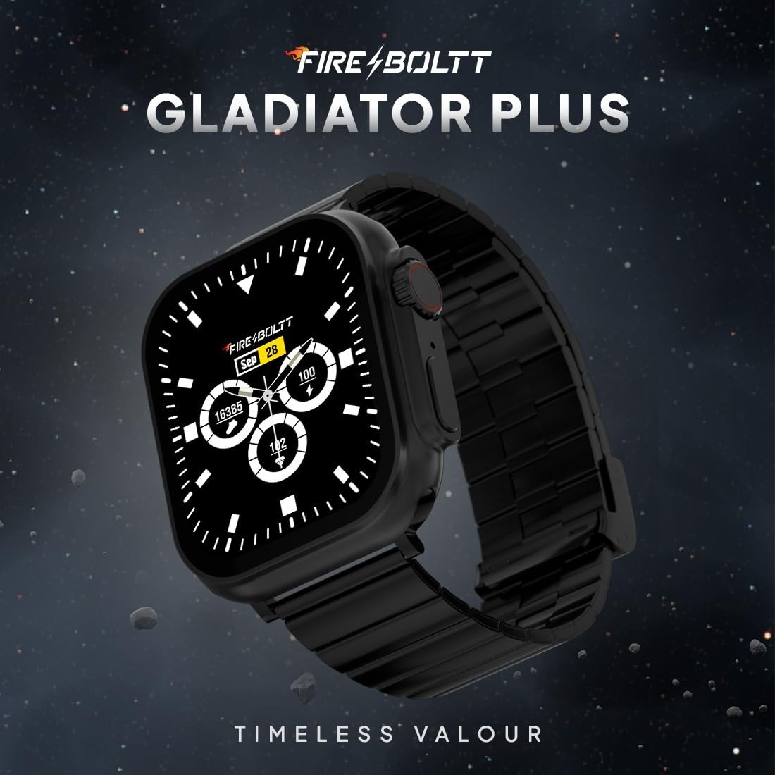 Fire-Boltt 1.96 Inch Display Luxury Smartwatch, Rotating Crown, 115+ Sports Mode