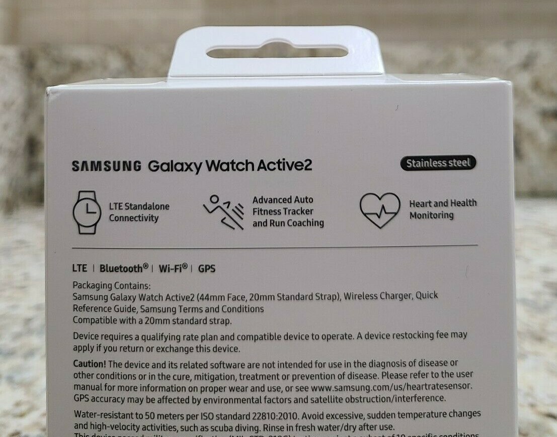Samsung Galaxy Watch Active 2 STAINLESS BLACK 44mm with LTE Smartwatch NEW