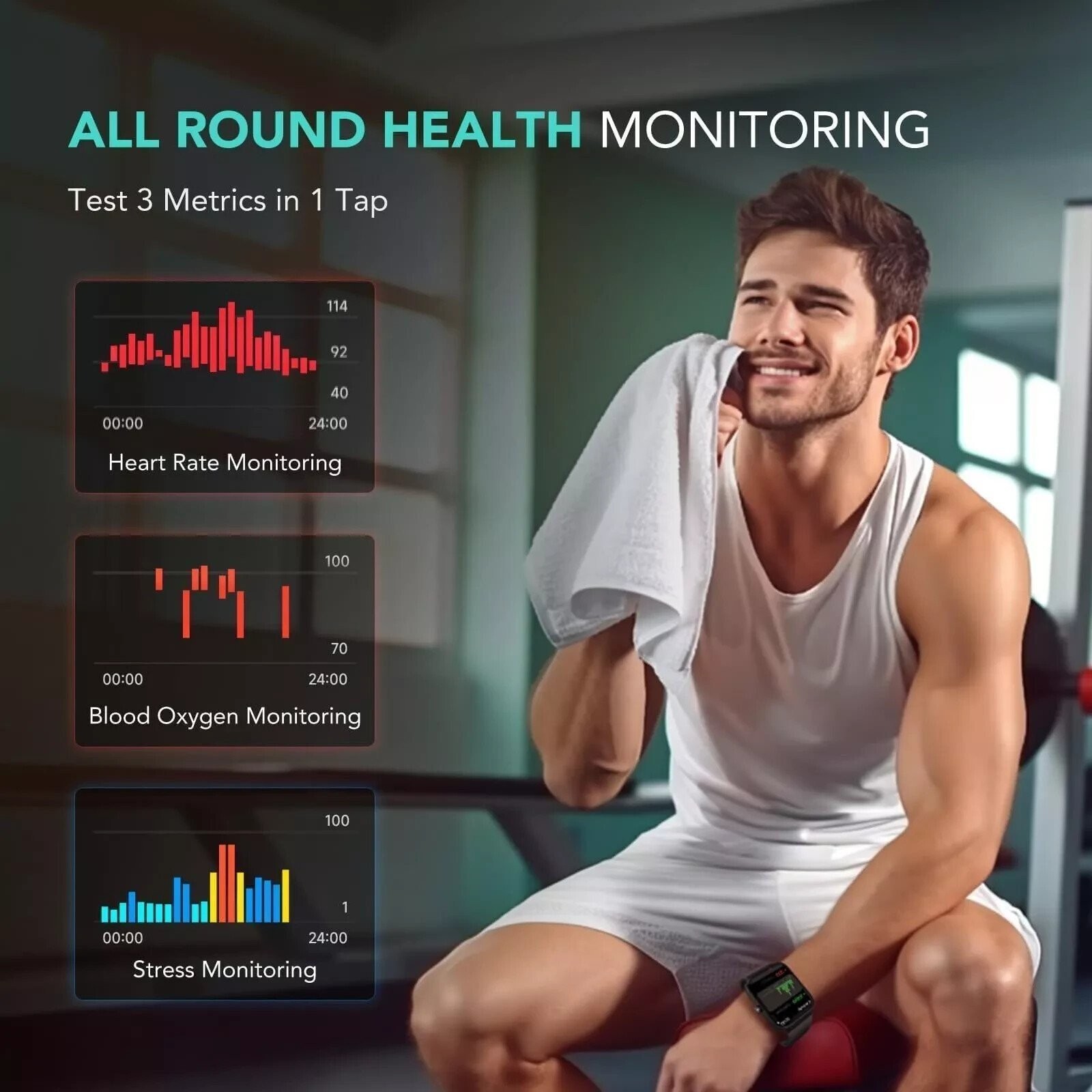 SKG Smart Watch Fitness Tracker with Heart Rate SpO2 Monitor, V7 Cyber Beige