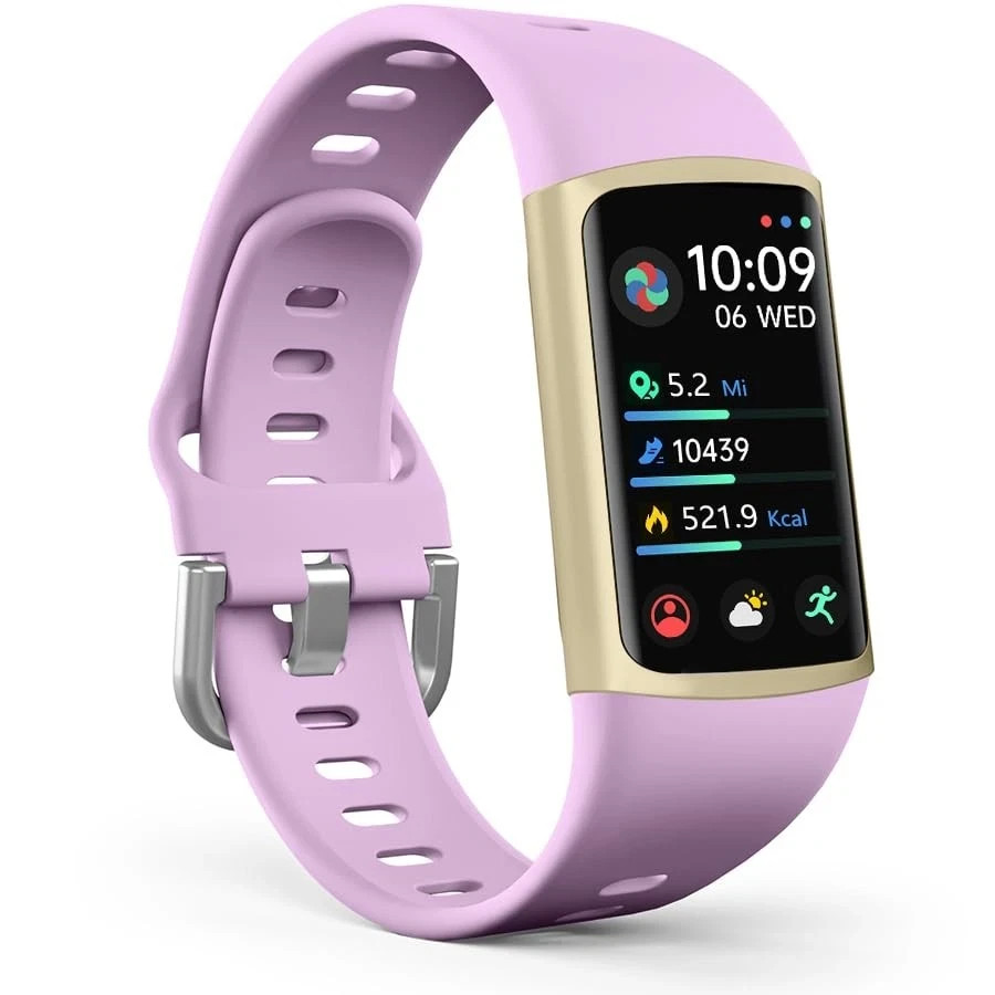FITVII FINO2 Slim Fitness Tracker Smart Watch 24HR Health & Sleep Monitor Lilac