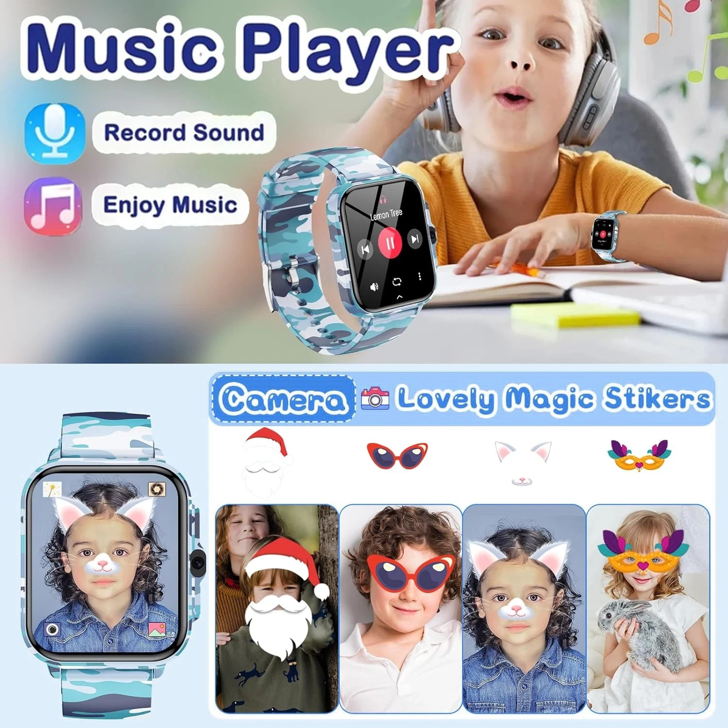 Smart Watch for Kids Boys Age 5-12, Ai Functions Games HD Touch Screen Watches w