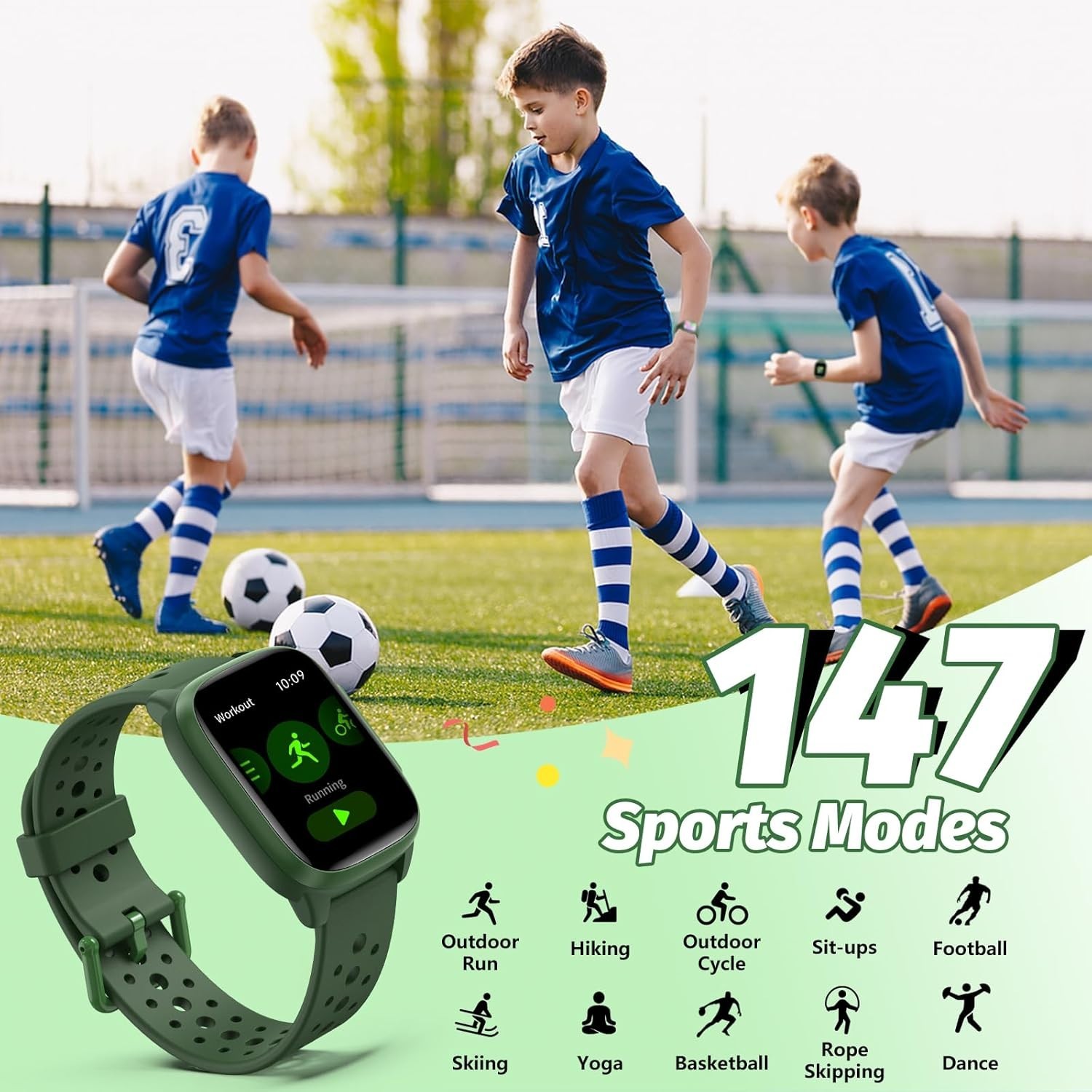 Kids Watch with 140 Sports Modes, 1.5″ Kids Fitness Tracker, Smart Watch kids, N