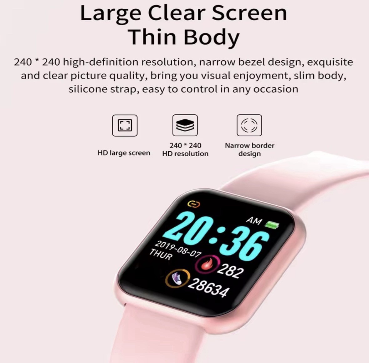 NEW Fitness Tracker Smartwatch – Heart Rate, GPS, Waterproof – Sealed, Black