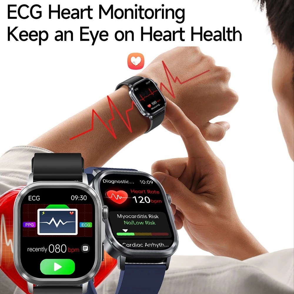 ET573 ECG+PPG AMOLED SOS AI Voice Smart Watch Bluetooth Call Health Monitoring