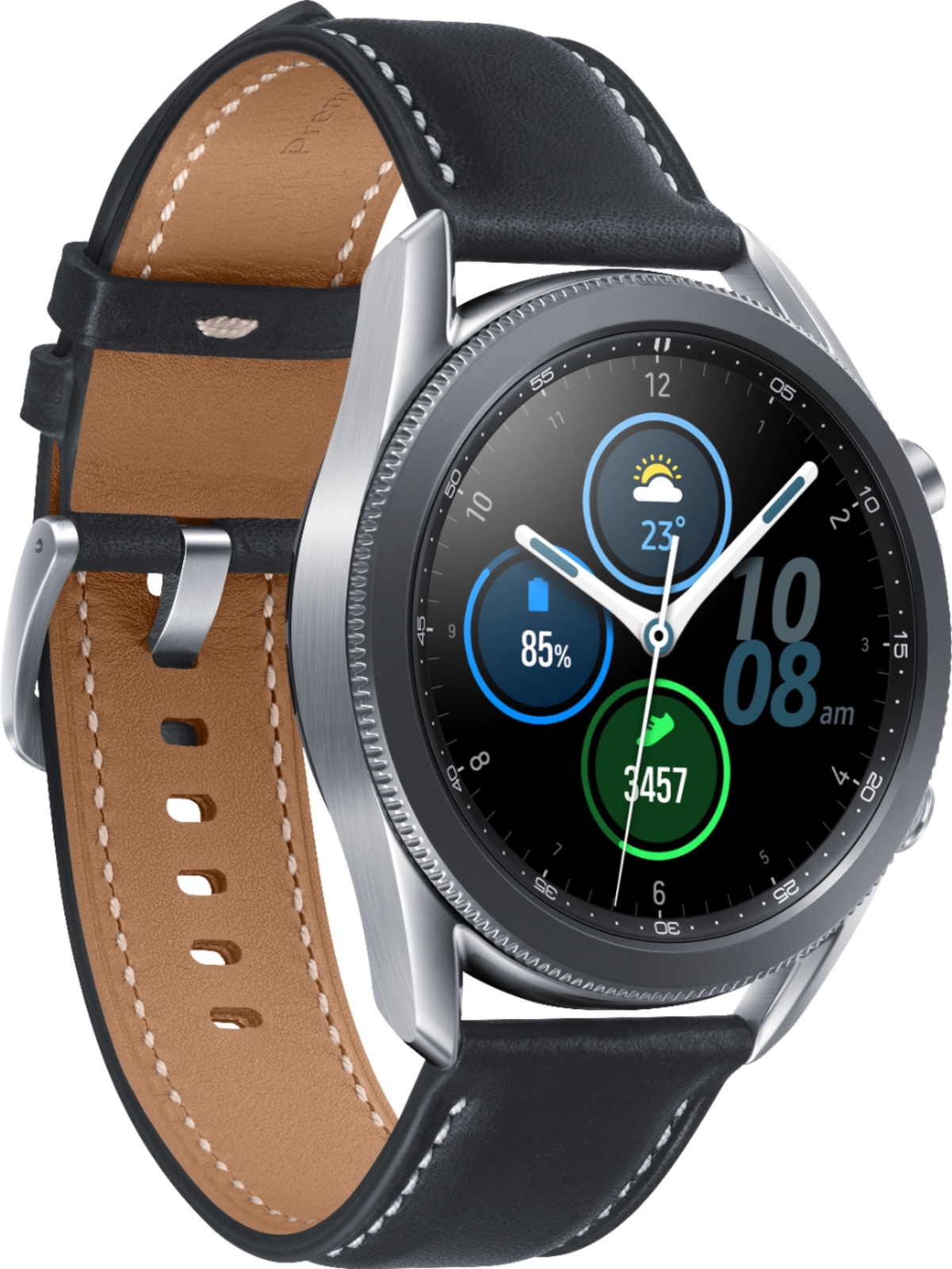 Samsung Galaxy Watch3 SM-R840 45mm Mystic Silver Stainless Steel Cas- with Black