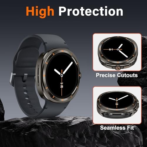 1 Pack Rugged Case for Samsung Galaxy Watch 8 44mm Back Cover Metal Bumper Shock