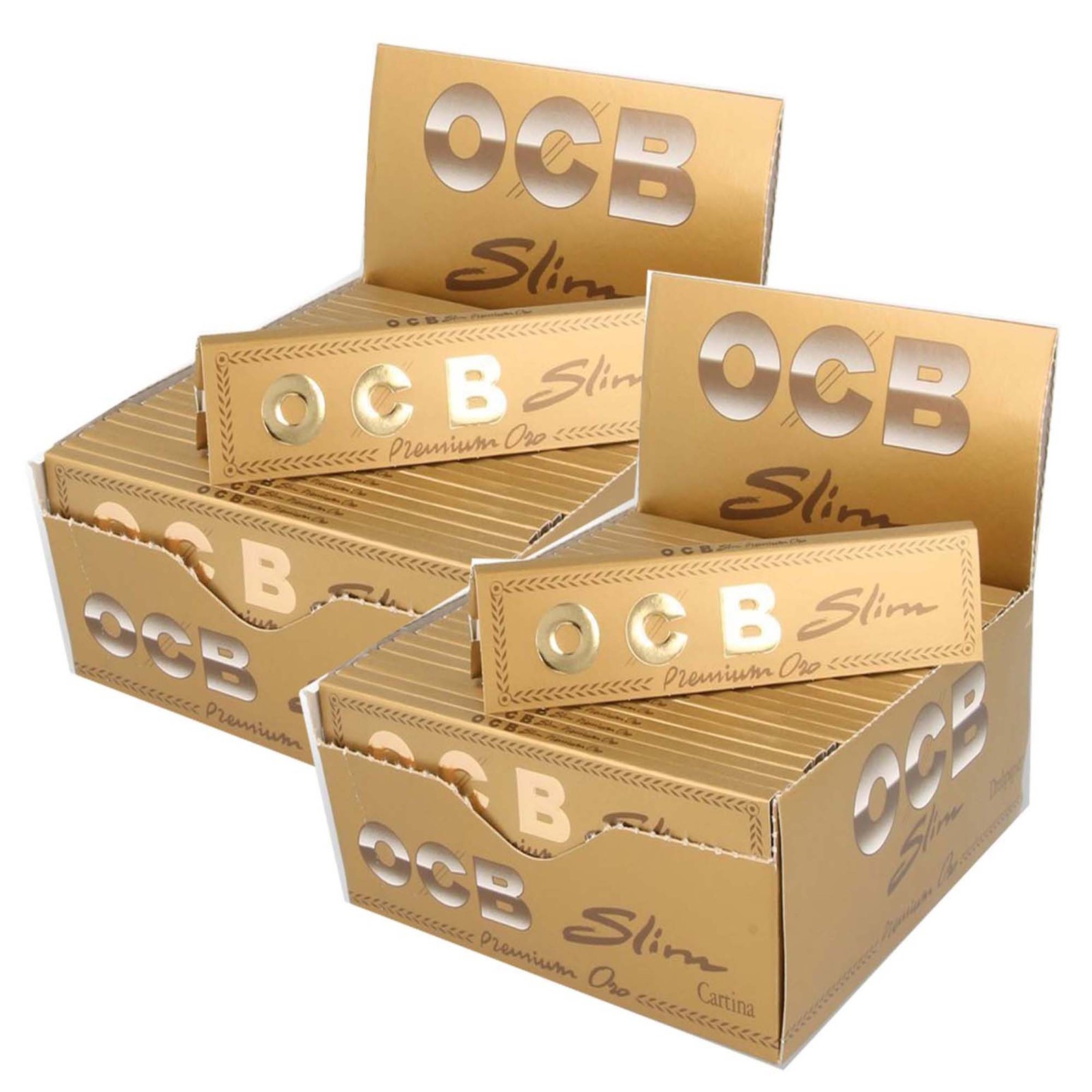 Cartine OCB Gold Premium King Size Slim Lunghe 50 Libretti Scatola Originale