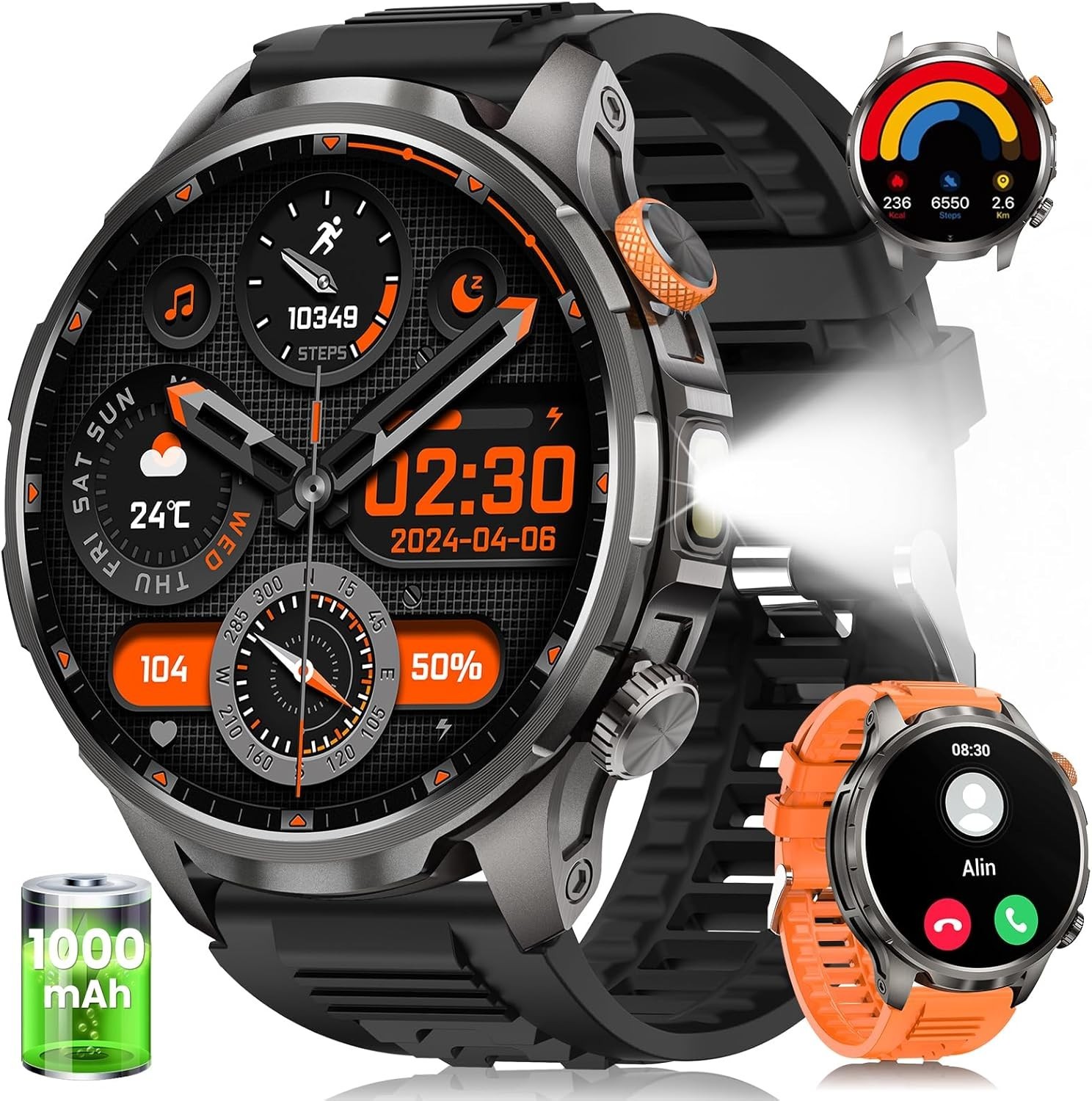 Military Smart Watch for Men Bluetooth Call SpO2 Fitness Tracker Android iOS