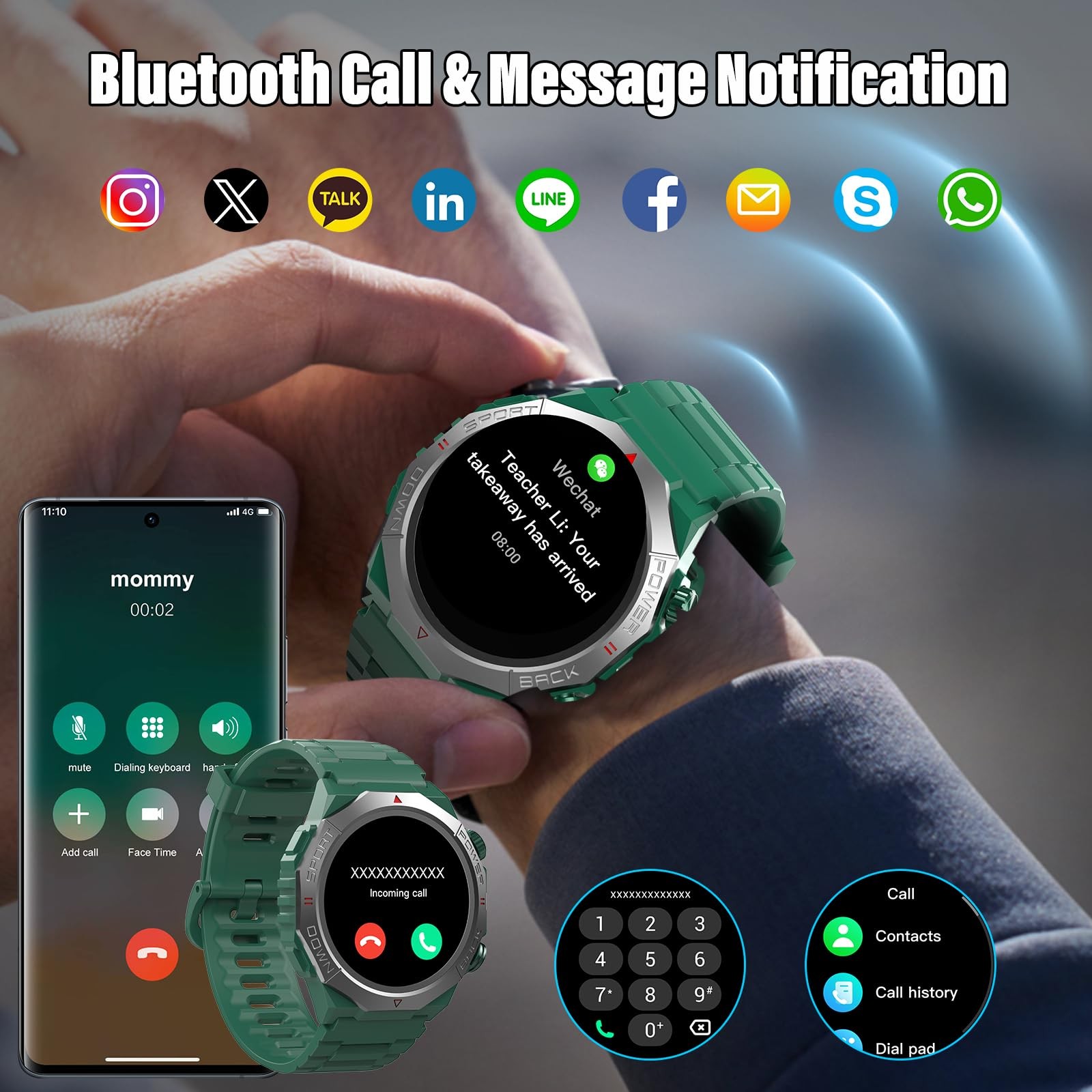 Military Smart Watch for Men: Calls, 1.39″ HD, Fitness, 24/7 HR, IP68