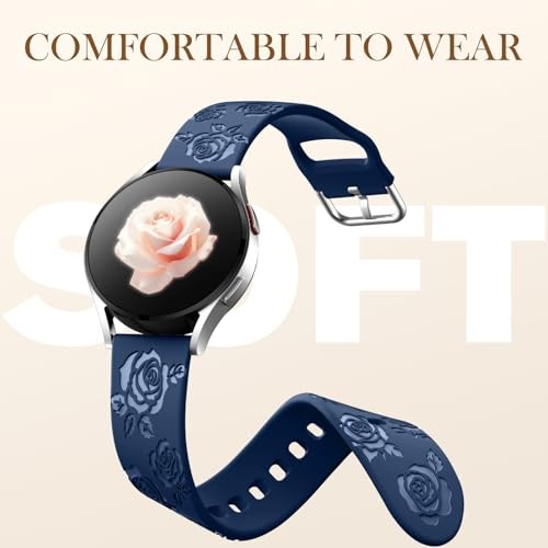 Floral Engraved Silicone Strap Compatible with Samsung Galaxy Watch 7 40mm Sport