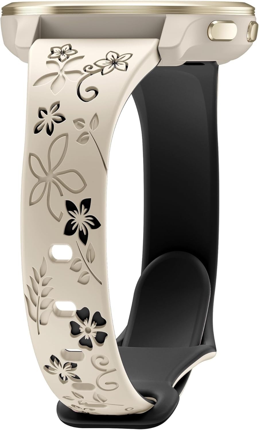 Stylish 18mm Floral Engraved Smartwatch Band for Venu, Forerunner & Vivoactive