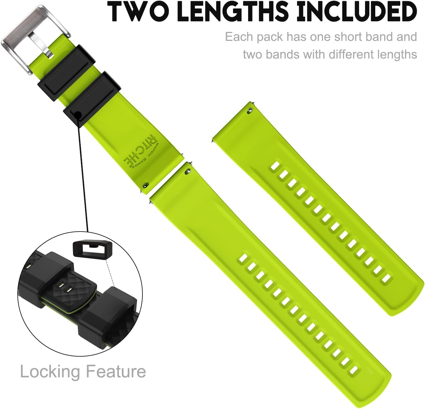 Silicone Watch Bands Case for Men 18mm 20mm 22mm 24mm Quick Release Rubber