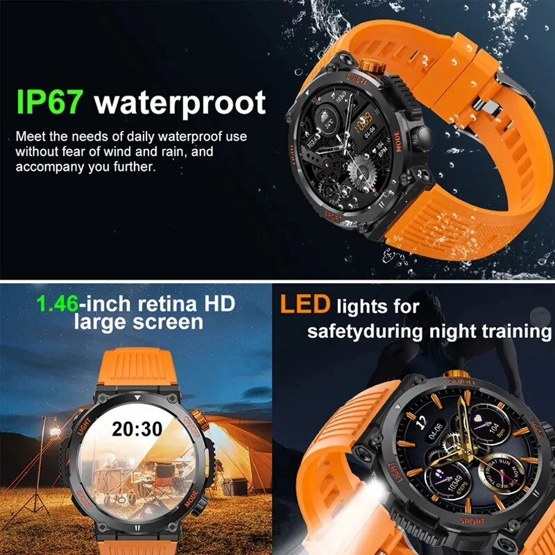 Compass Smart Watch Sports Fitness Watches IP67 Waterproof Smartwatch Bluetooth