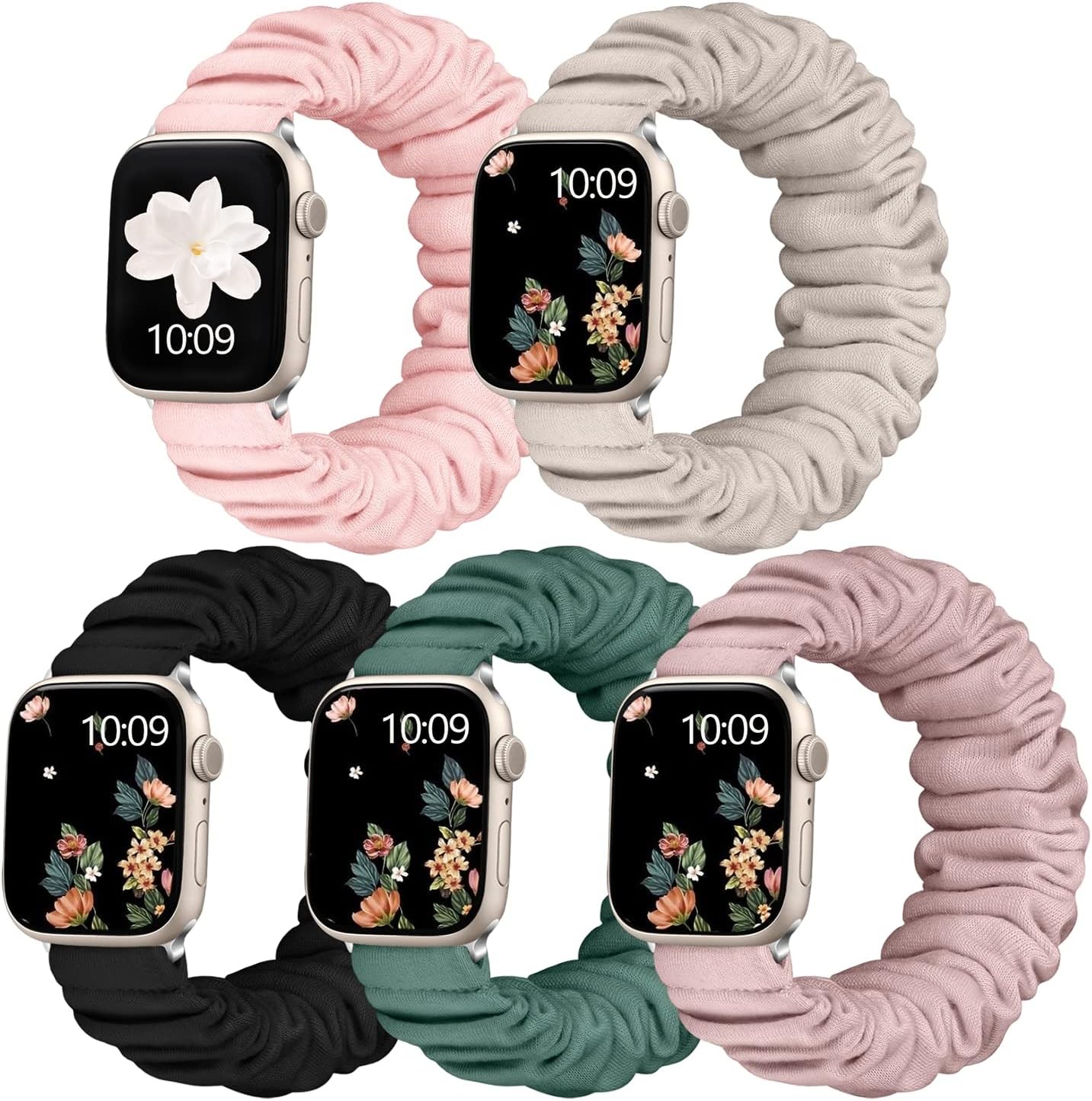 Scrunchie Band for Apple Watch Series 8/7 40mm 38mm Adjustable Soft Fabric