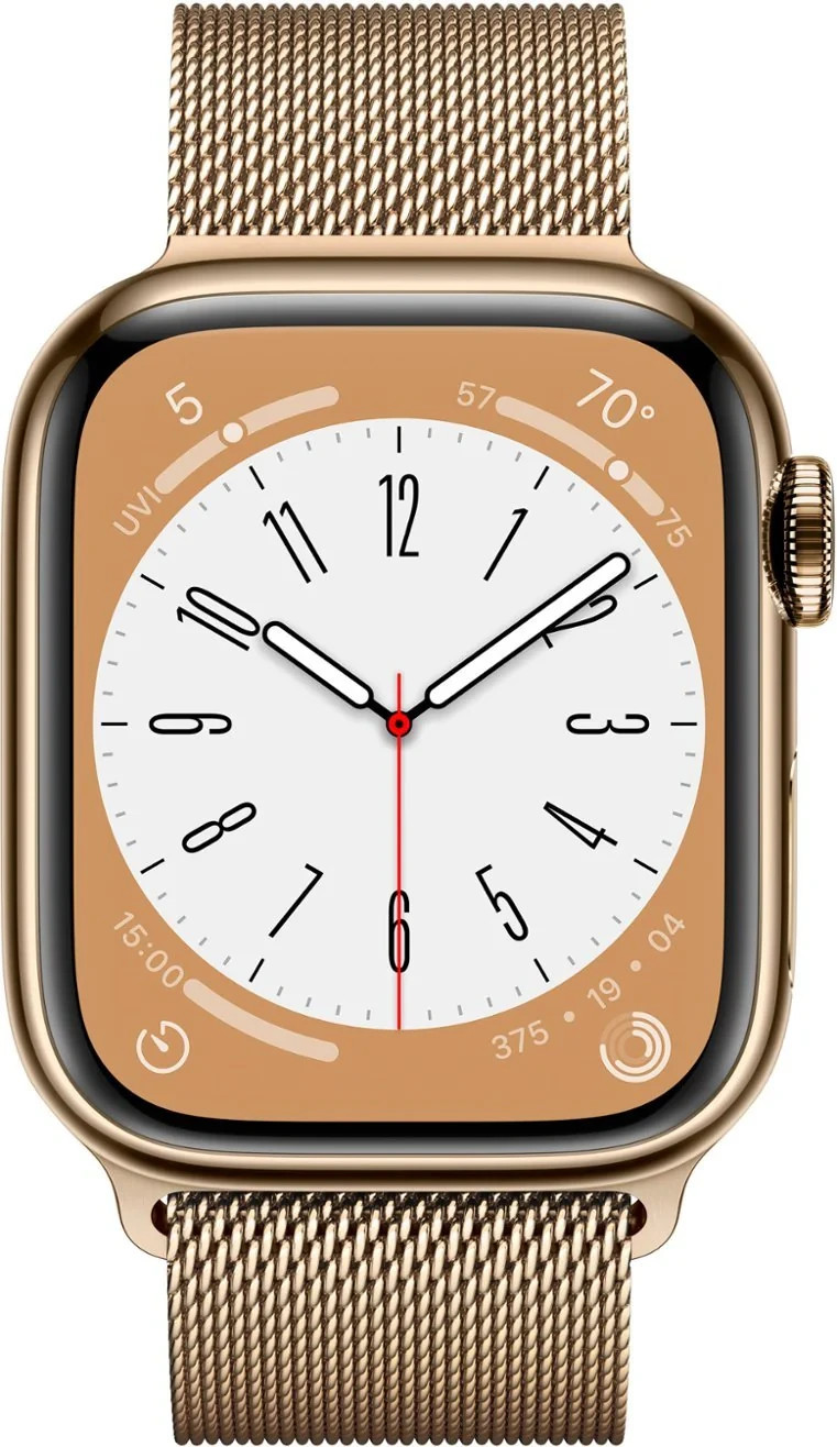 Apple Watch Series 8 41mm Gold Stainless Steel Case Gold Milanese Loop LTE + GPS