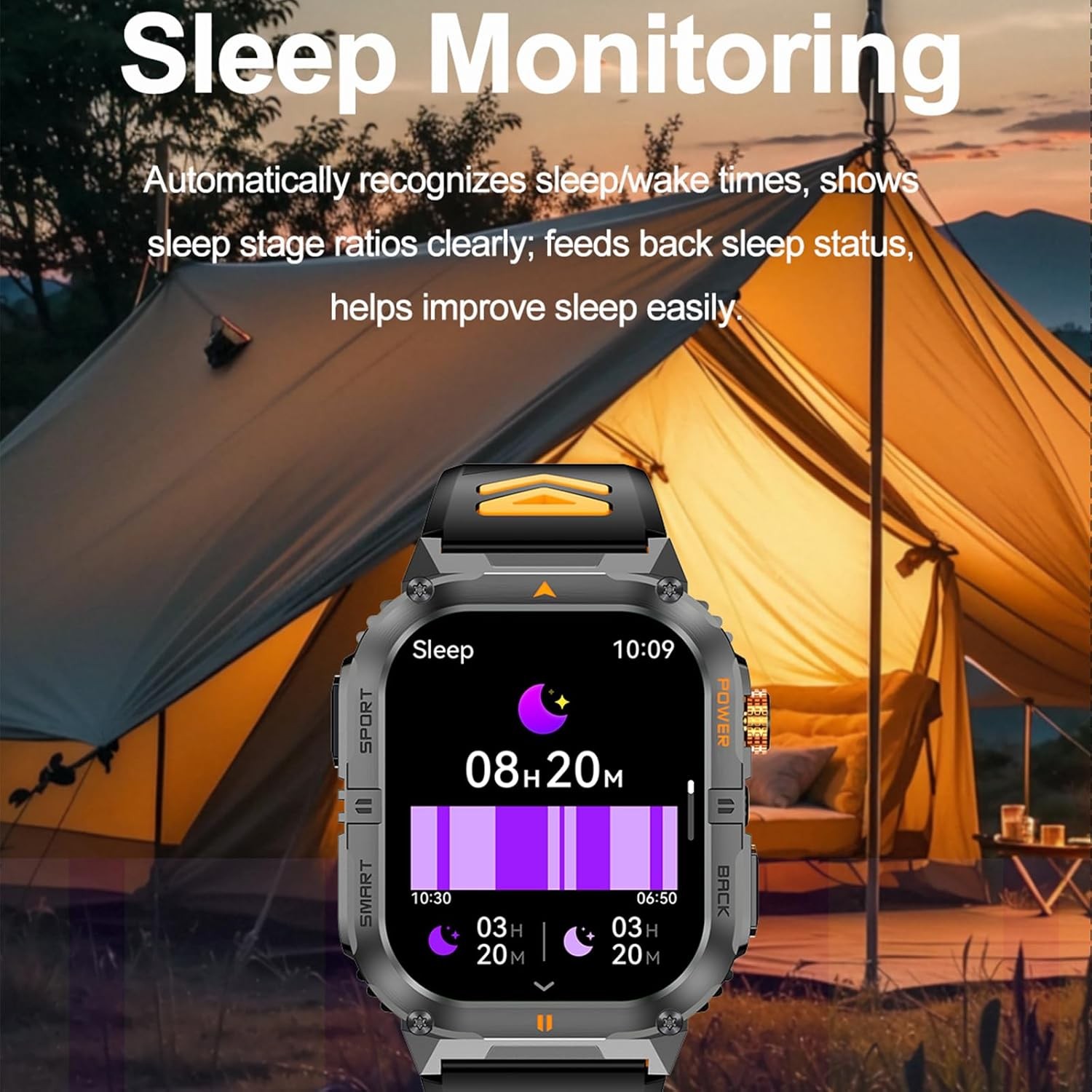 Military Smart Watch (Answer/Make Call) Rugged Tactical Fitness Tracker 1000mAh