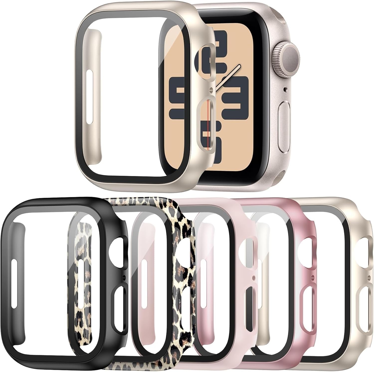 5 Pack Case for Apple Watch Series 3 2 1 38mm with Tempered Glass Protector