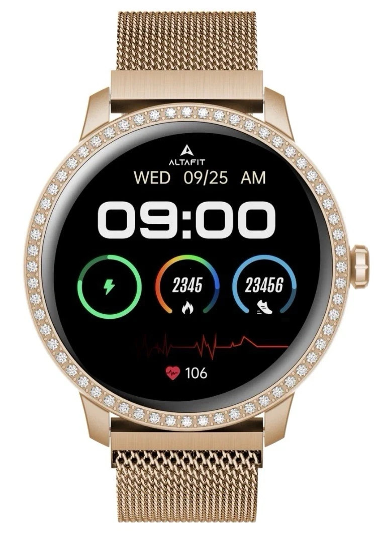 AltaFit AF25 Bluetooth Smartwatch with Extra Milanese Band Rose Gold