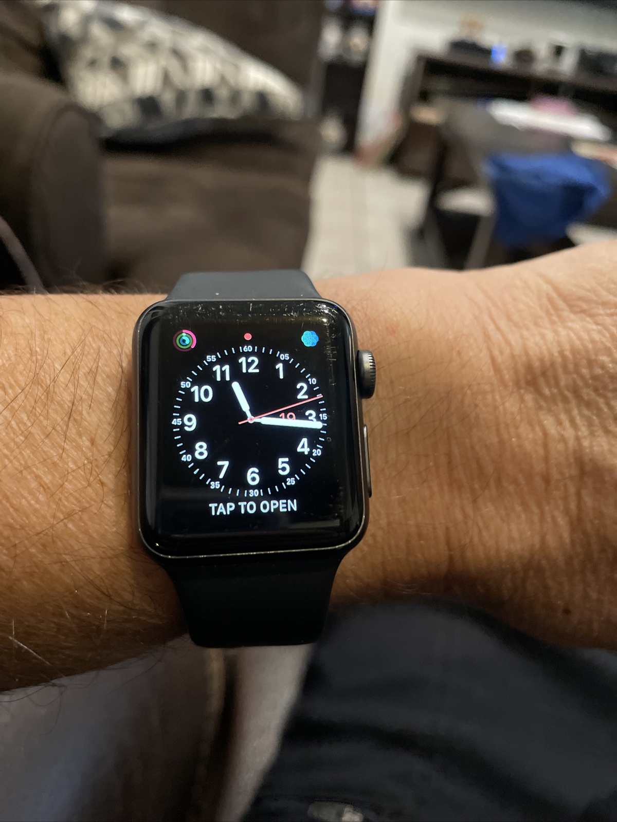 Apple Watch Series 3 38mm Space Gray Aluminum Case Black Sport Band Smart Watch
