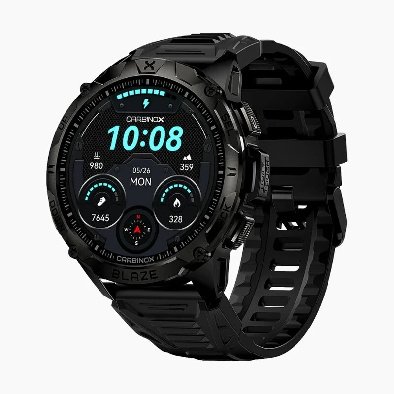 CARBINOX “BLAZE TYPE R ” Tactical Military Smartwatch IP69K Black – NEW w/ BONUS
