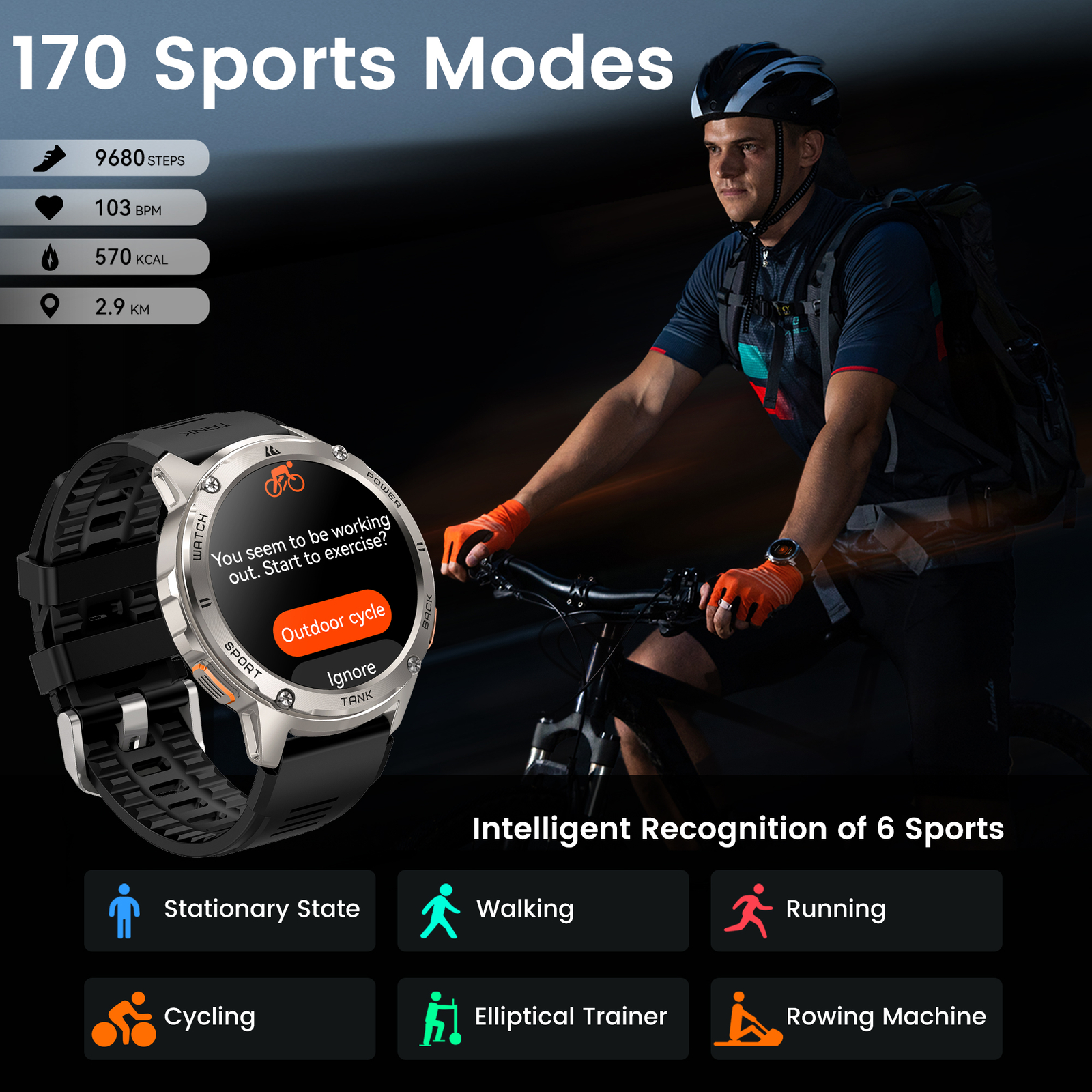 KOSPET TANK T3 Smart Watch Men 500 mAh Battery 50ATM Waterproof Rugged Military
