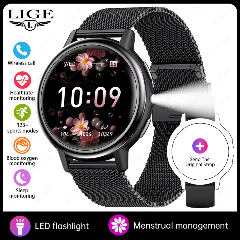 Smart Watch Women Sports Fitness Watches Bluetooth Call Voice Assistant Ladies S