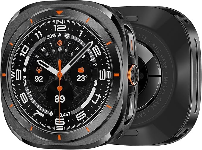 1 Pack Metal Case for Samsung Galaxy Watch Ultra 47mm Rugged Bumper with Ceramic