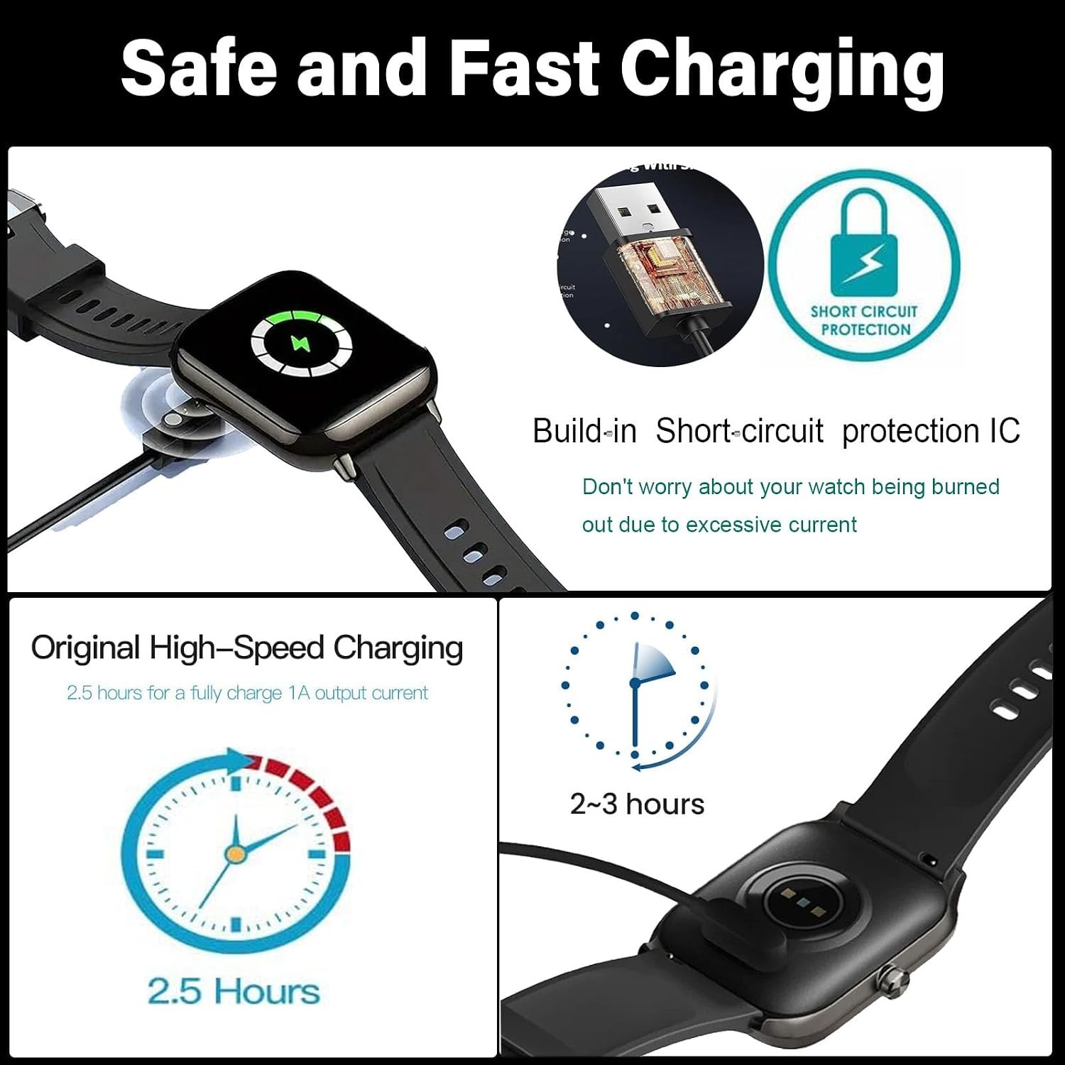 Smart Watch Charger Magnetic for TOZO, TOOBUR, Fitpolo, Enomir, Aeac, Quican, Te