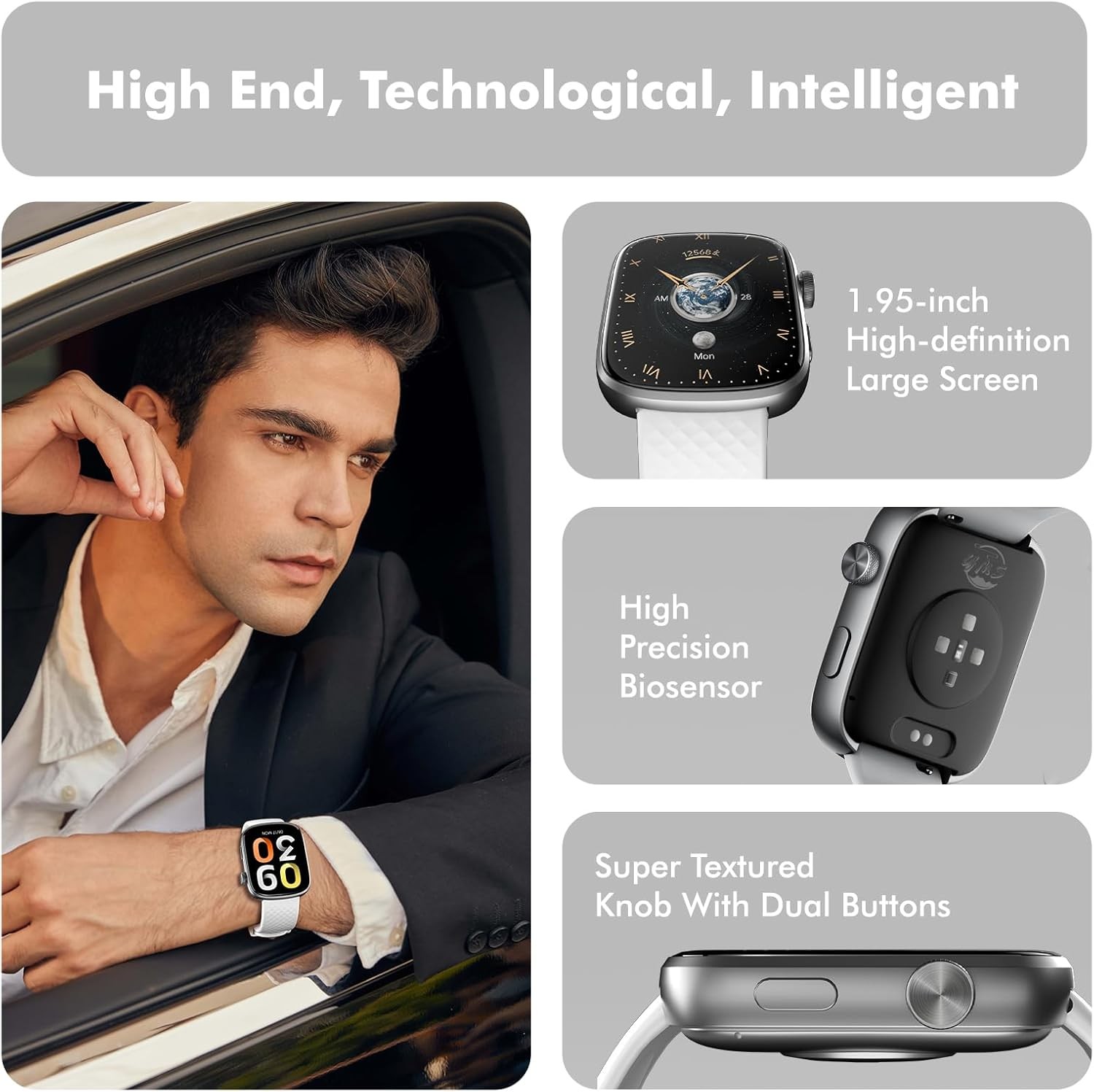 Smart Watch with Bluetooth Call, Heart Rate Monitor, 100 Sports Modes & 3ATM