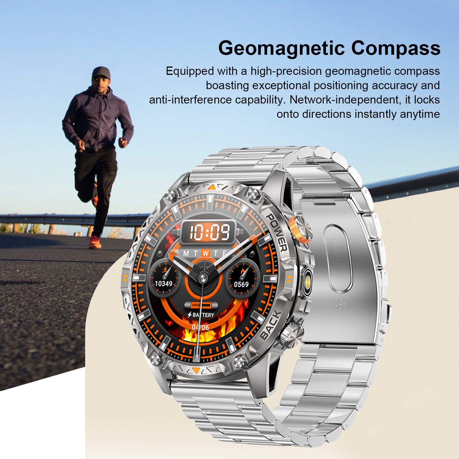 Outdoor Smart Watch Sports Smartwatch 1.7 Inch HD Screen 100+ Sport Mode GFHS