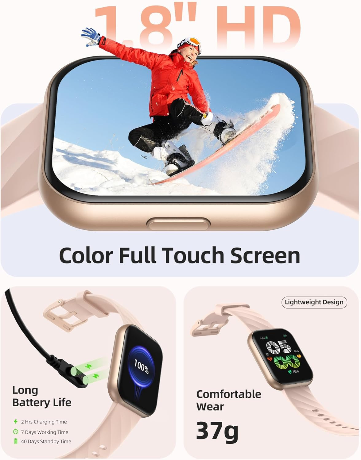 Smart Watch 5ATM Waterproof Watch for Swimming Fitness Activity Trac