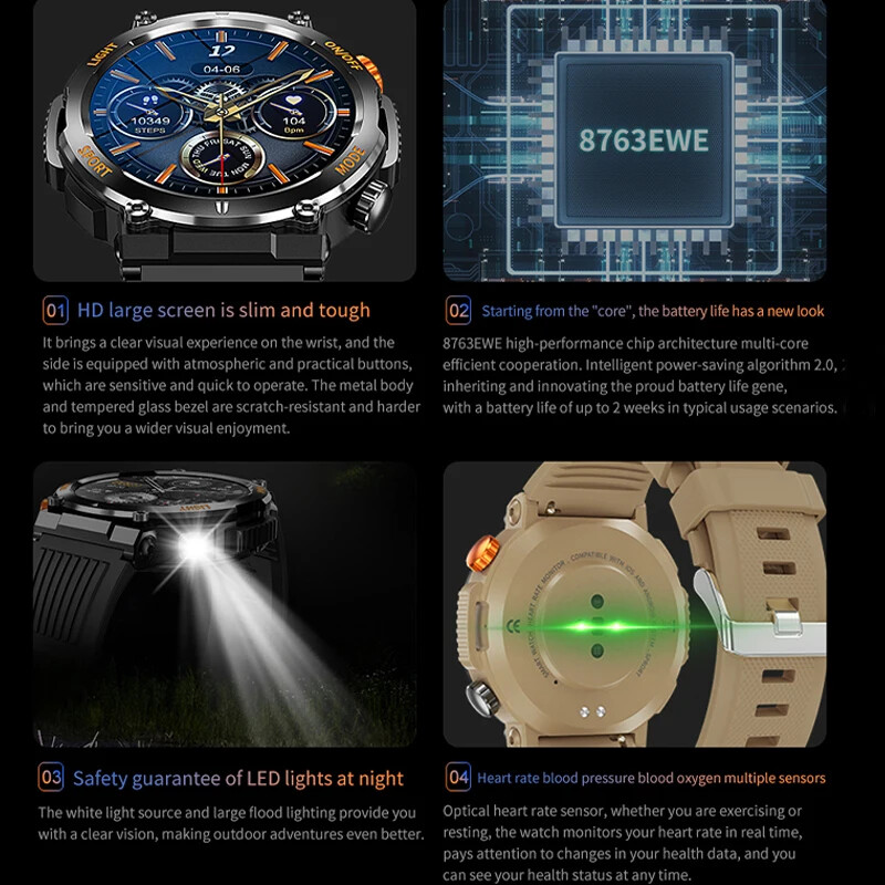 Men’s Smart Watch HD Touch Screen Sports Waterproof Smartwatch Bluetooth Call