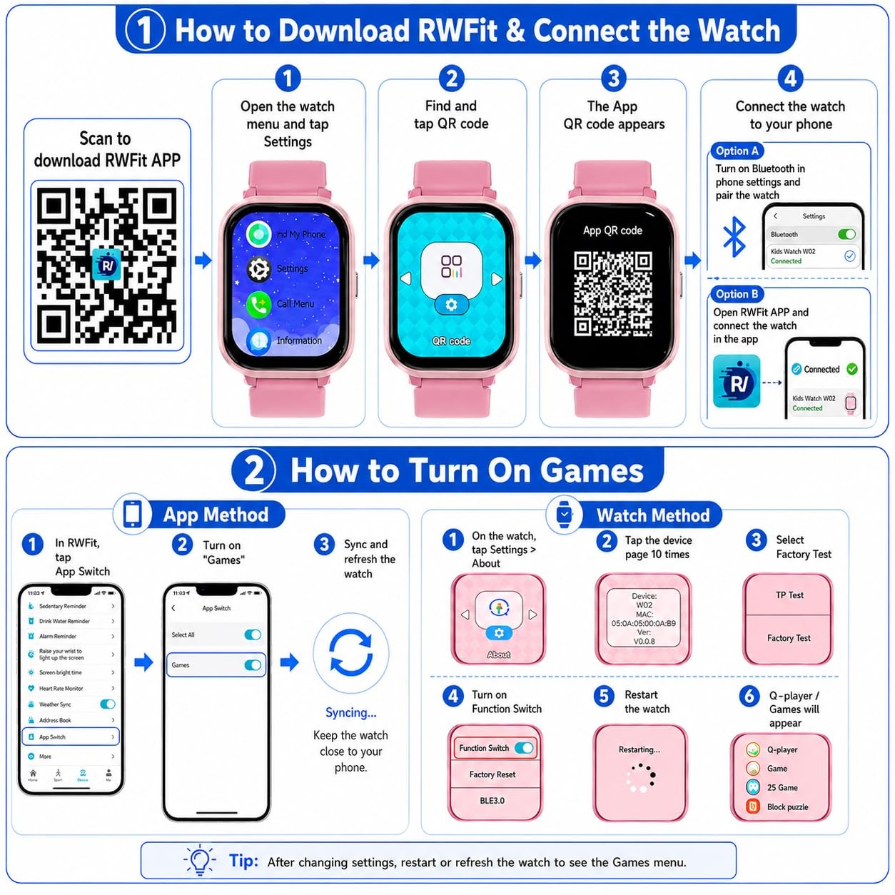 4-15 Ys, Standalone&APP Dual Use, Bluetooth , Kid Gift