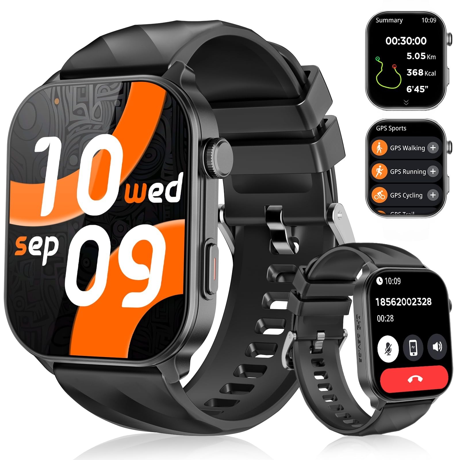 GPS Smartwatch for Men & Women, 2.01″ Fitness Tracker, Calls, 110+ Sports Modes,