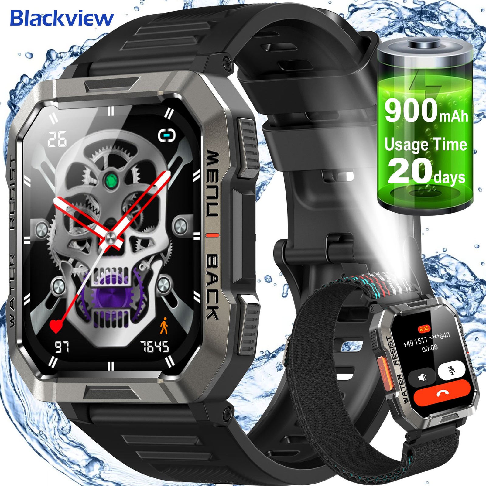 Military Smart Watches for Men(Answer/Make Calls) Waterproof Fitness Tracker