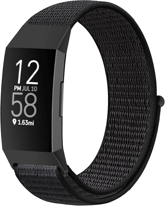 1 Pack Nylon Watch Band Compatible with Fitbit Charge 4/3/SE Soft Sport Strap fo