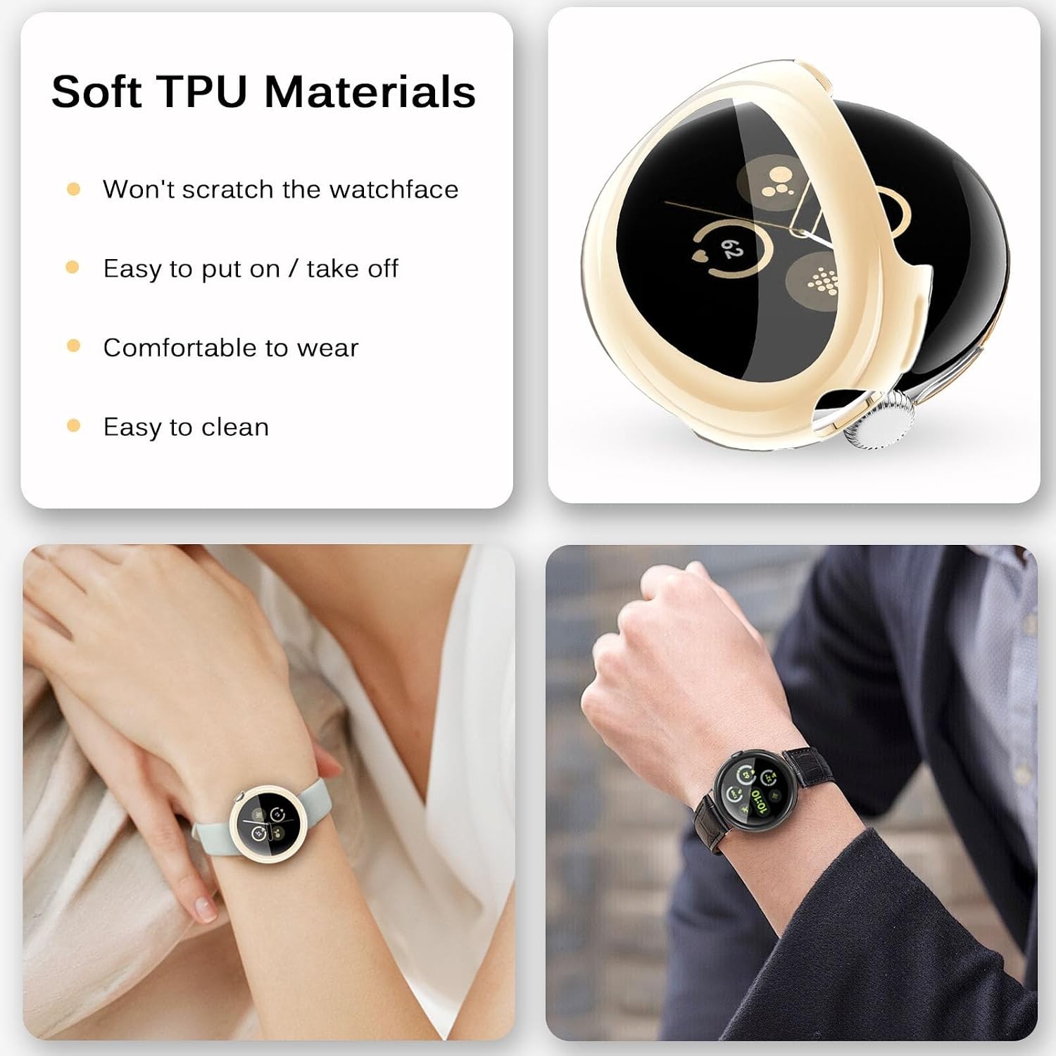 10-Pack Screen Protector TPU Watch Cases for Google Pixel Watch 41mm, Scratch-Re